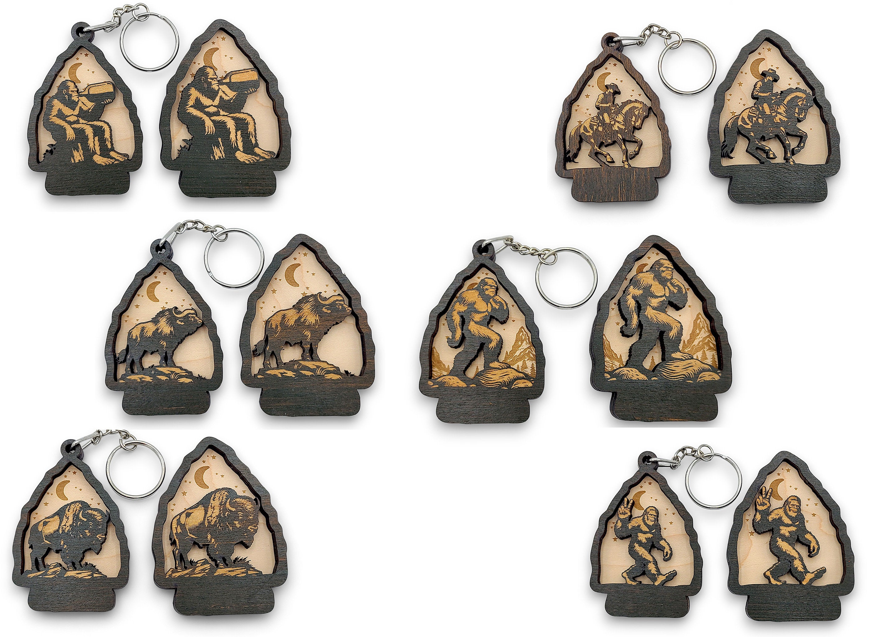 30 Wildlife Keychain SVG Bundle | Laser Cut Keychain Files | Bigfoot, Bear, Deer & Mountain Designs | Glowforge, LightBurn, Cricut