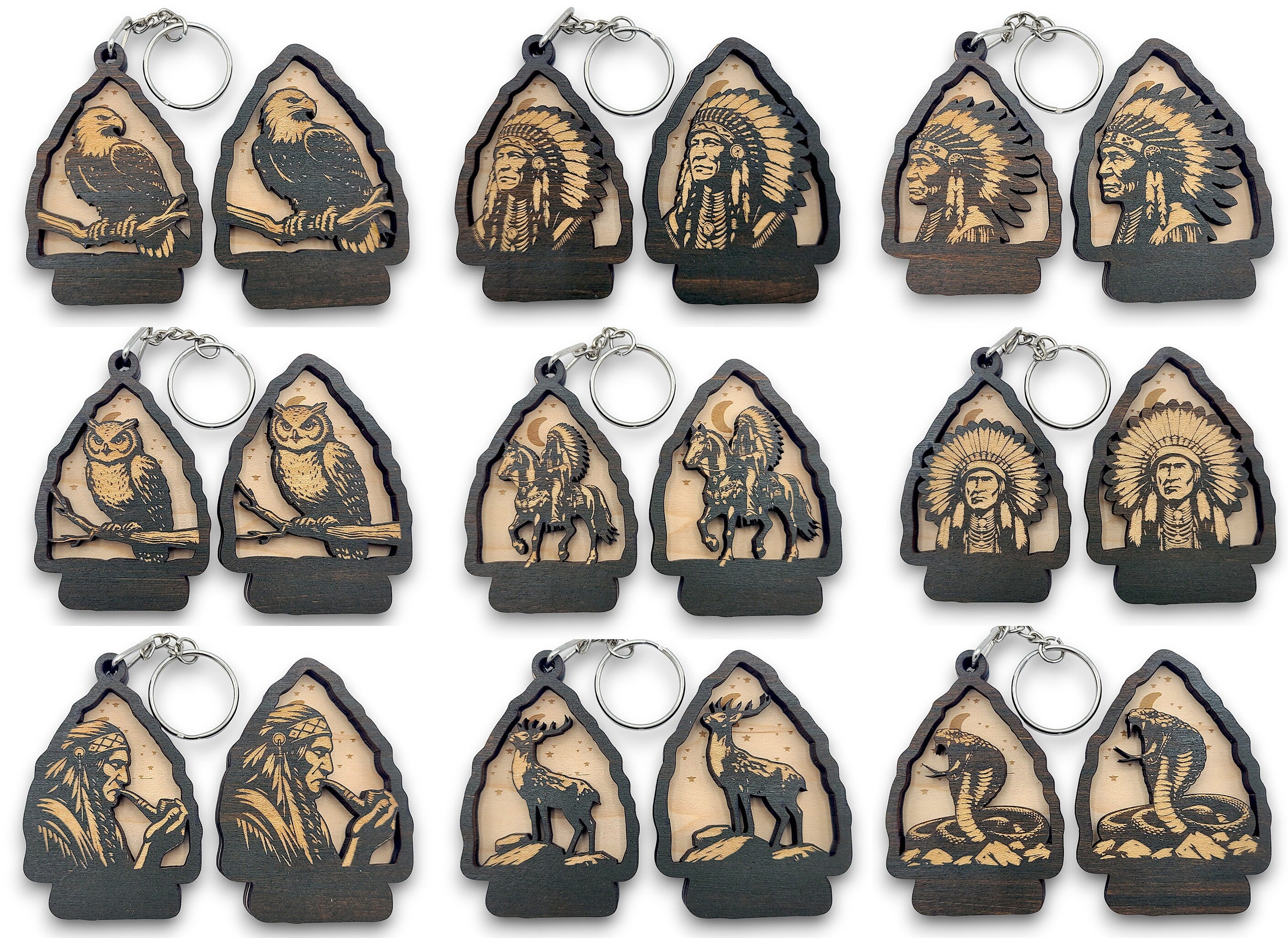 30 Wildlife Keychain SVG Bundle | Laser Cut Keychain Files | Bigfoot, Bear, Deer & Mountain Designs | Glowforge, LightBurn, Cricut