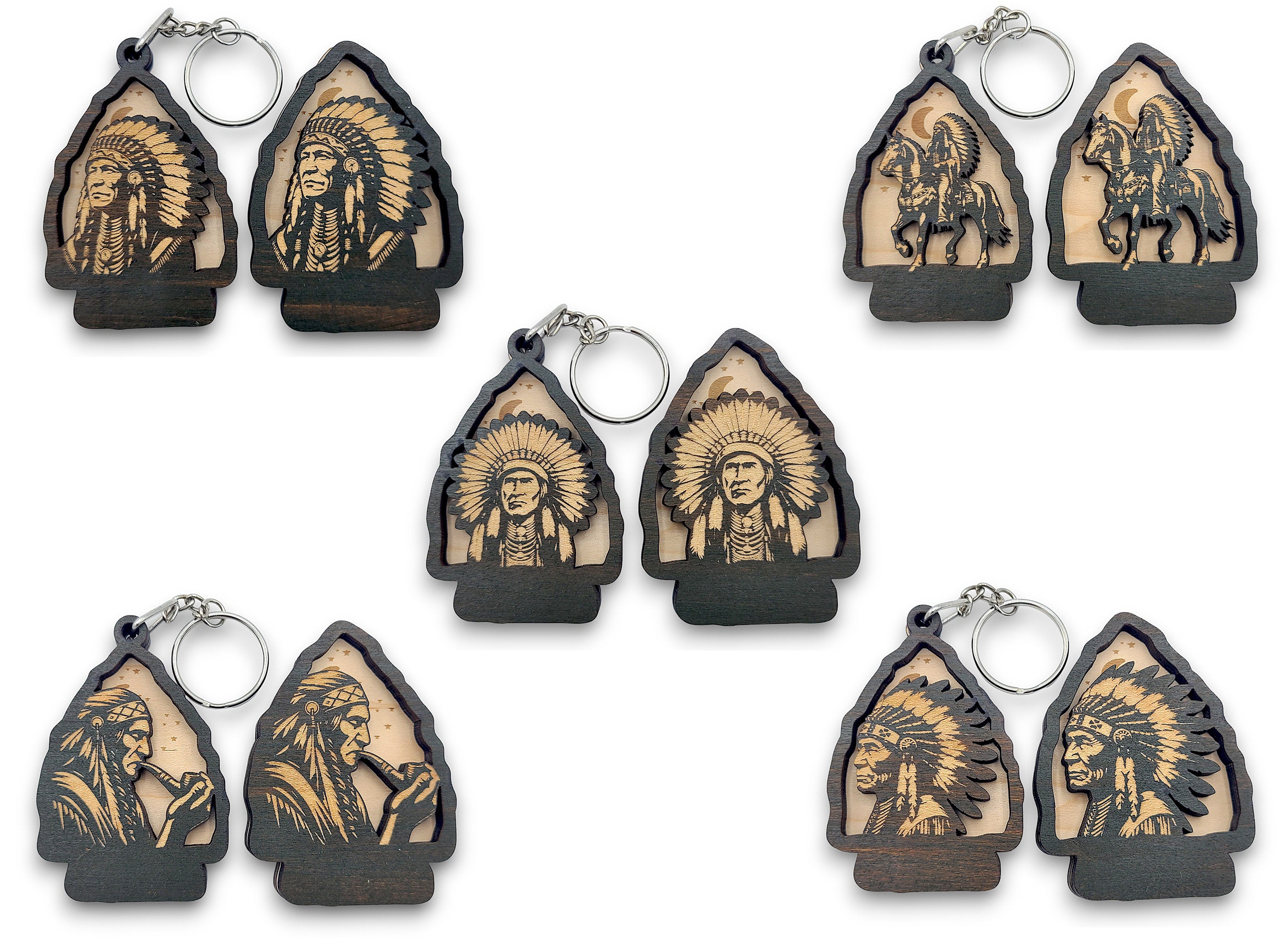 Bundle 5 Native American Arrowhead Keychain and Magnet Gift Souvenir SVG, png, dxf Laser File Instant Download Bundle Commercial License