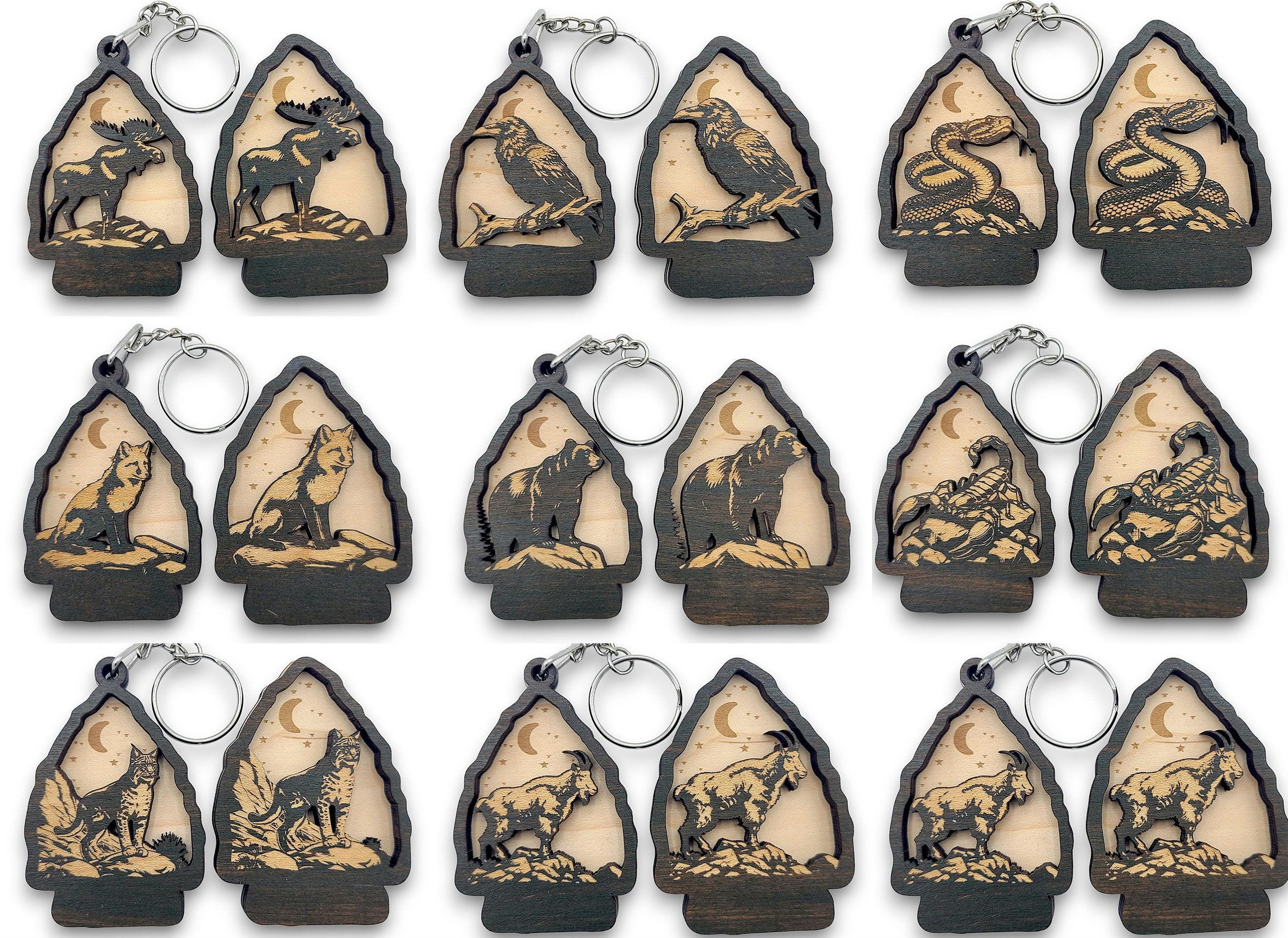 30 Wildlife Keychain SVG Bundle | Laser Cut Keychain Files | Bigfoot, Bear, Deer & Mountain Designs | Glowforge, LightBurn, Cricut