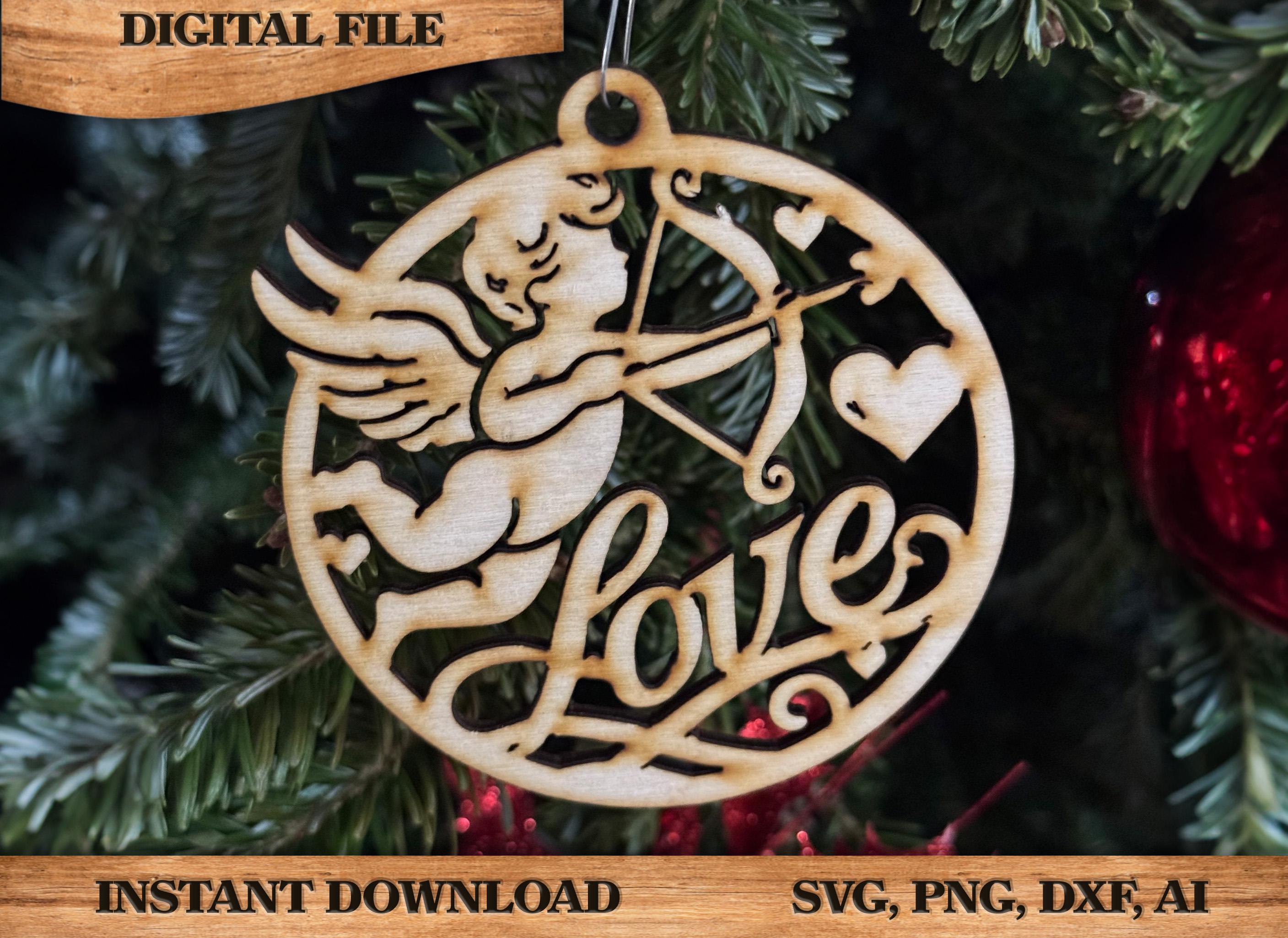 Cupid Love Ornament Valentine’s day DIY craft SVG, DXF Laser Cut File Instant Download