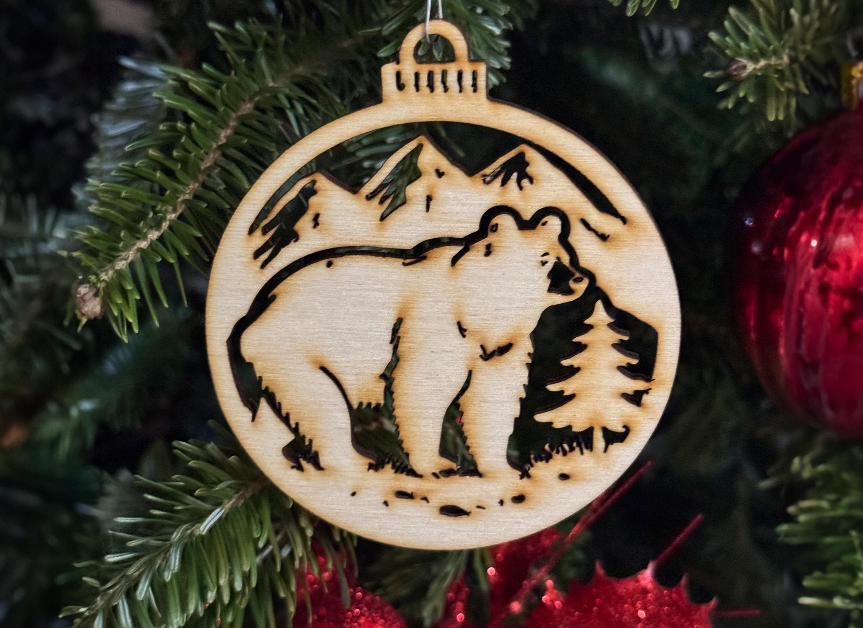 Bear Mountain Ornament Rustic DIY craft SVG, DXF Laser Cut File Instant Download