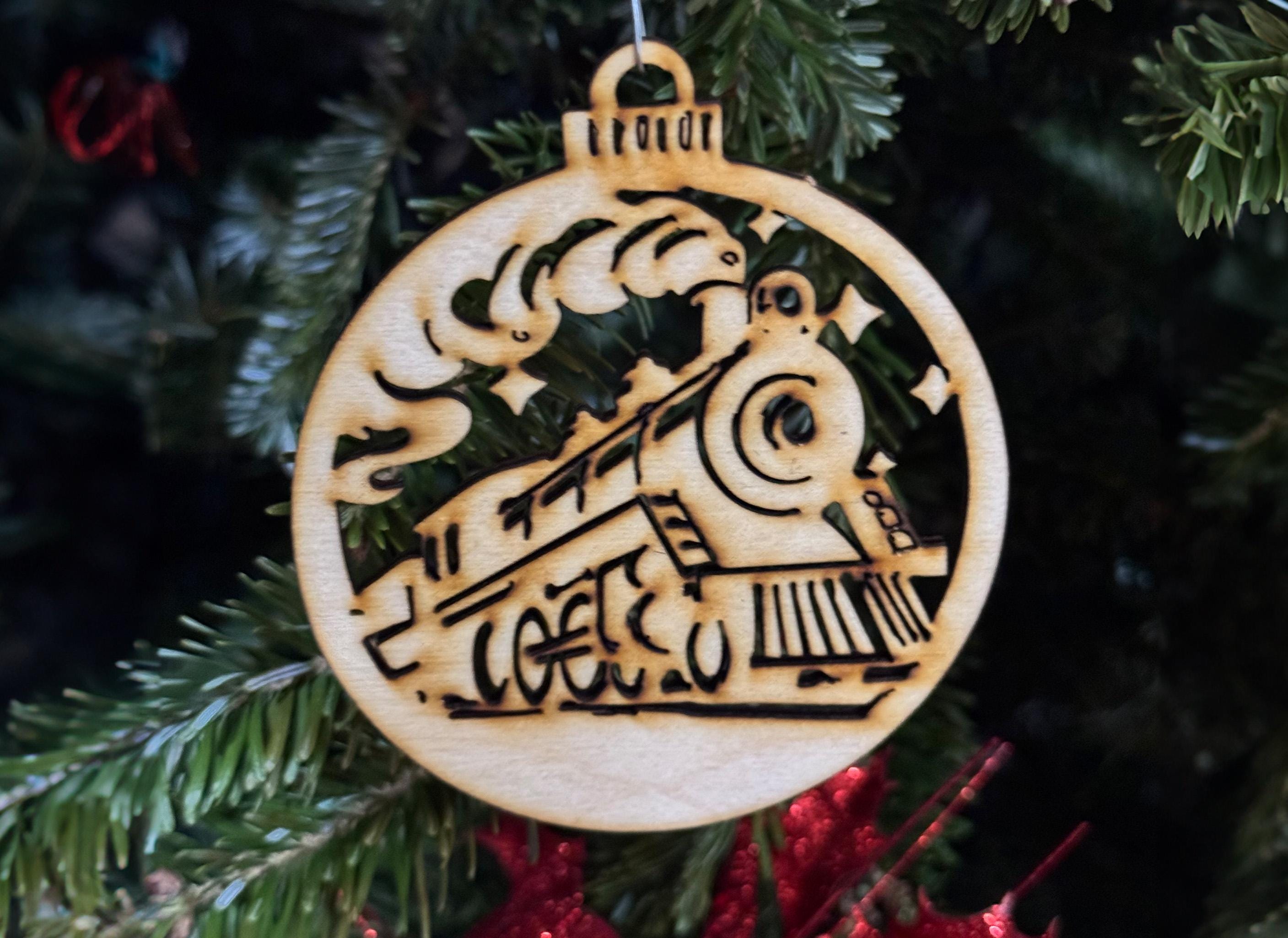 Train Ornament DIY craft SVG, DXF Christmas Polar Express Train Laser Cut File Instant Download