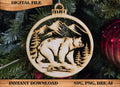 Bear Mountain Ornament Rustic DIY craft SVG, DXF Bear Scene Laser Cut File Instant Download
