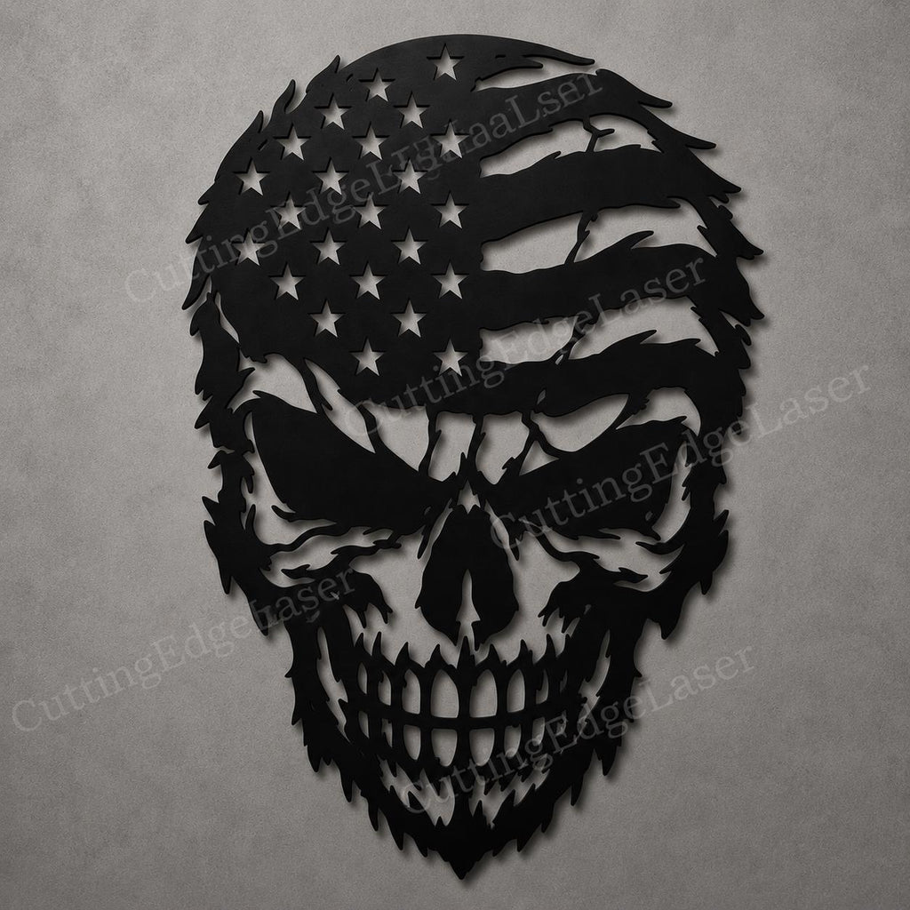 American Flag Skull SVG | Patriotic Skull Laser Cut File | USA Skull SVG for CNC Plasma, Cricut & Glowforge