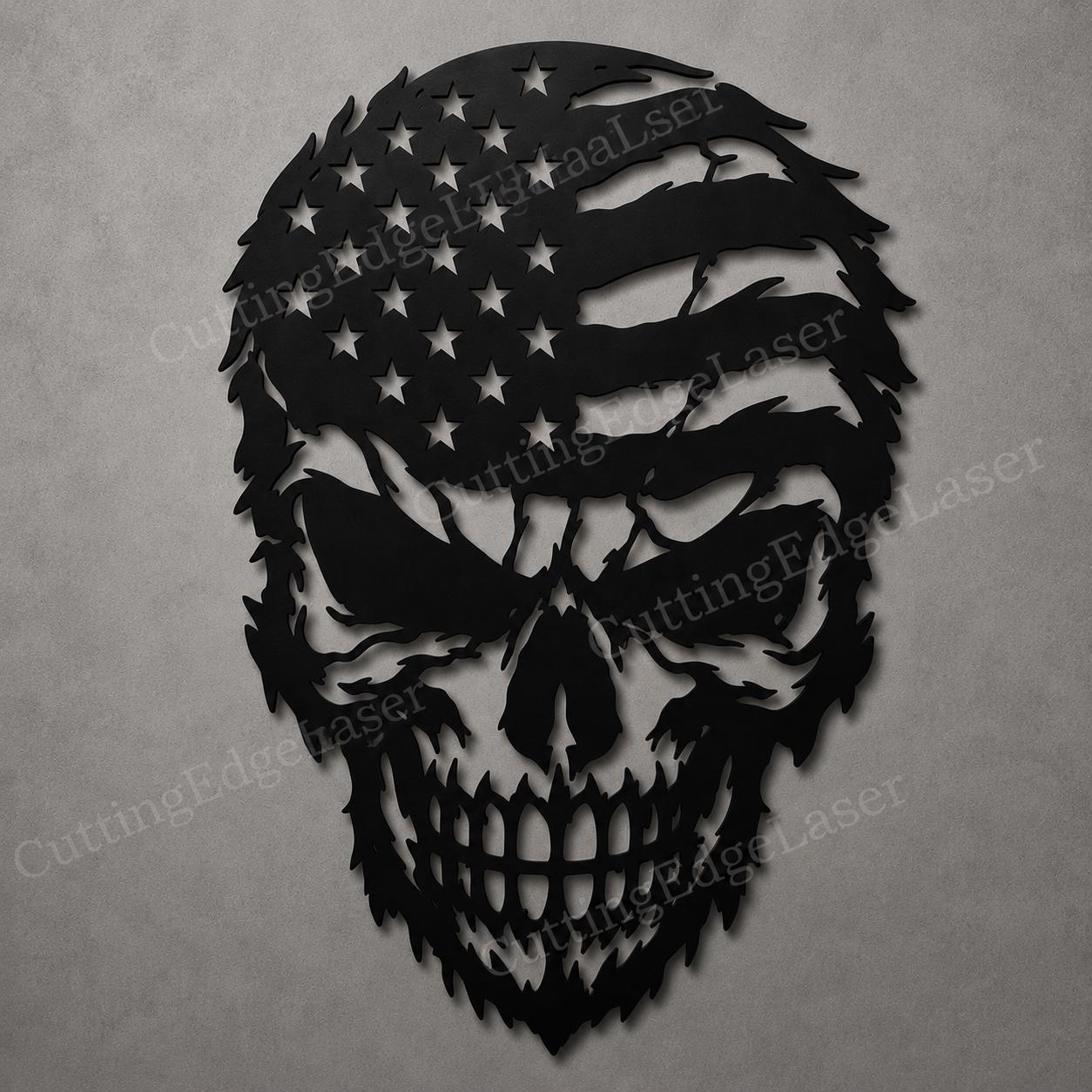 American Flag Skull SVG | Patriotic Skull Laser Cut File | USA Skull SVG for CNC Plasma, Cricut & Glowforge