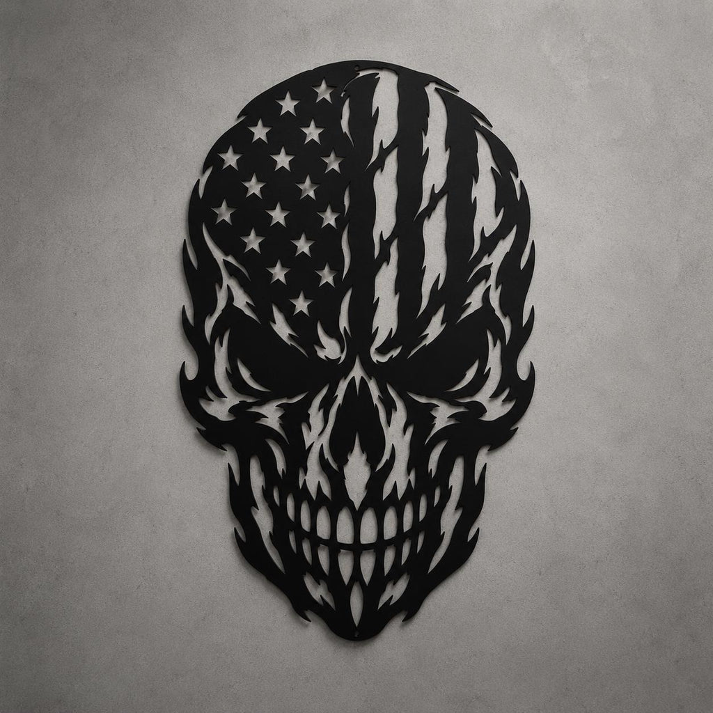 American Flag Skull SVG | USA Skull Laser Cut File | Patriotic SVG for CNC Plasma, Cricut & Glowforge