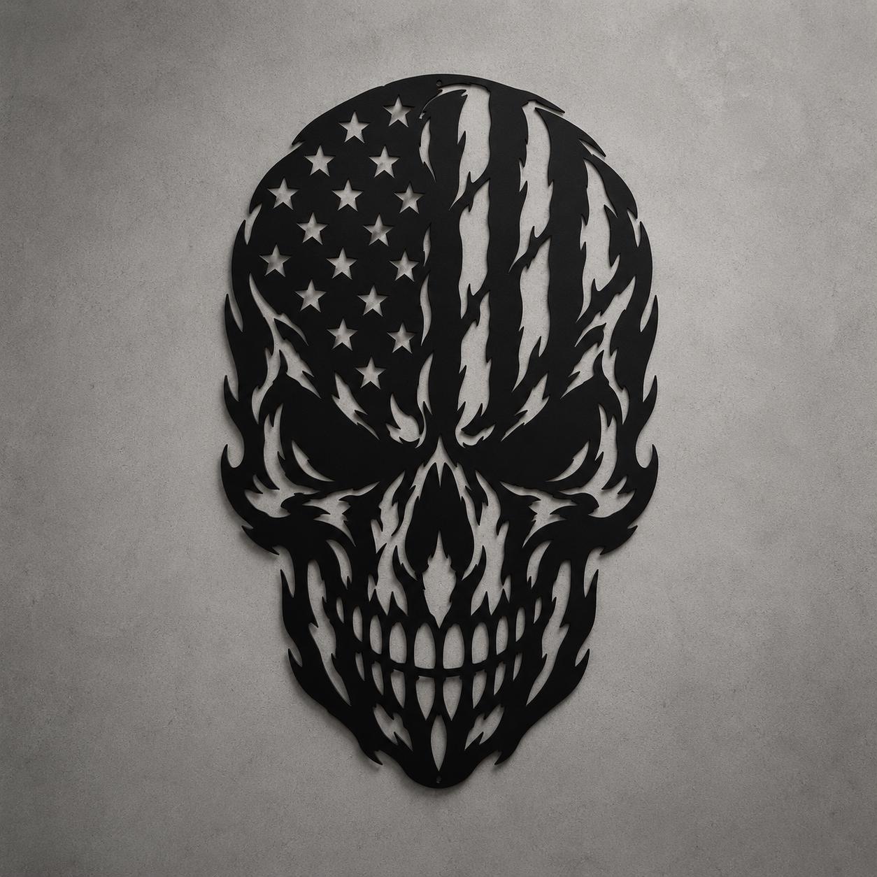 American Flag Skull SVG | USA Skull Laser Cut File | Patriotic SVG for CNC Plasma, Cricut & Glowforge