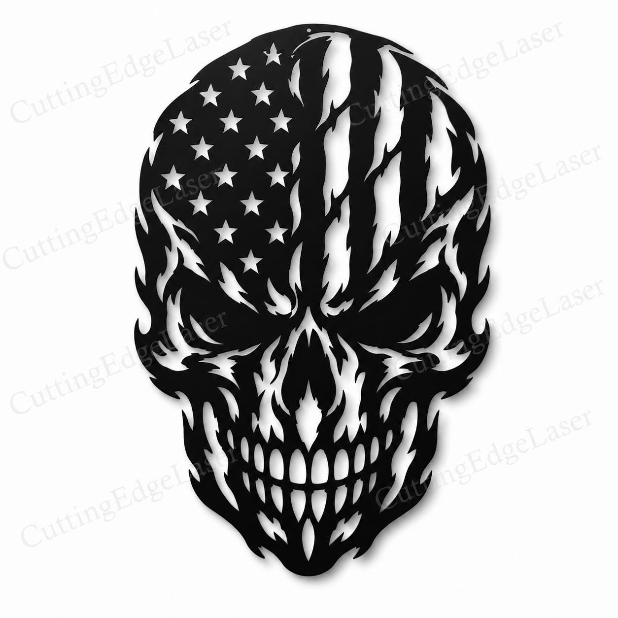 American Flag Skull SVG | USA Skull Laser Cut File | Patriotic SVG for CNC Plasma, Cricut & Glowforge