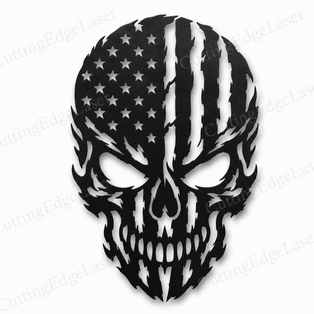 American Flag Skull SVG | Patriotic Skull Laser Cut File | USA Skull SVG for CNC Plasma, Cricut & Glowforge