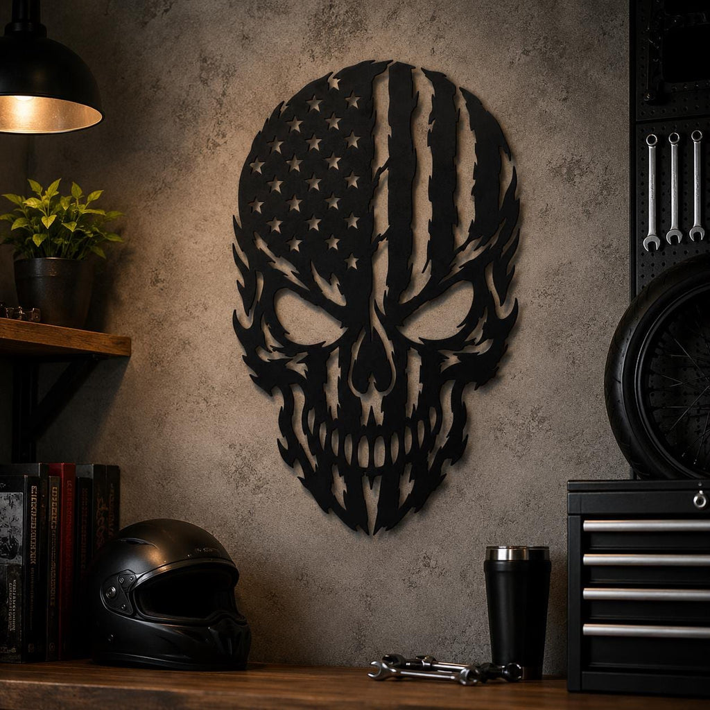American Flag Skull SVG | Patriotic Skull Laser Cut File | USA Skull SVG for CNC Plasma, Cricut & Glowforge