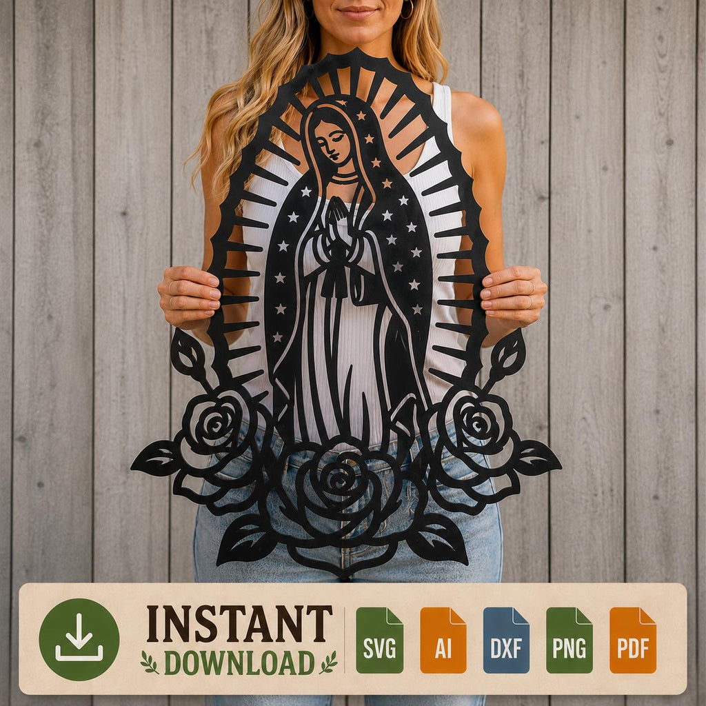 Our Lady of Guadalupe SVG | Virgin Mary Laser Cut File | Catholic SVG for CNC Plasma, Cricut & Glowforge