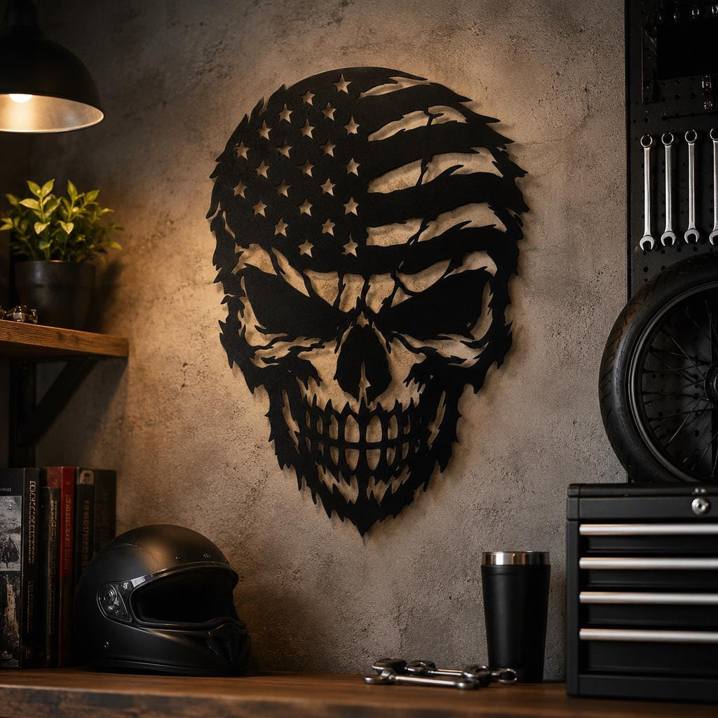 American Flag Skull SVG | Patriotic Skull Laser Cut File | USA Skull SVG for CNC Plasma, Cricut & Glowforge