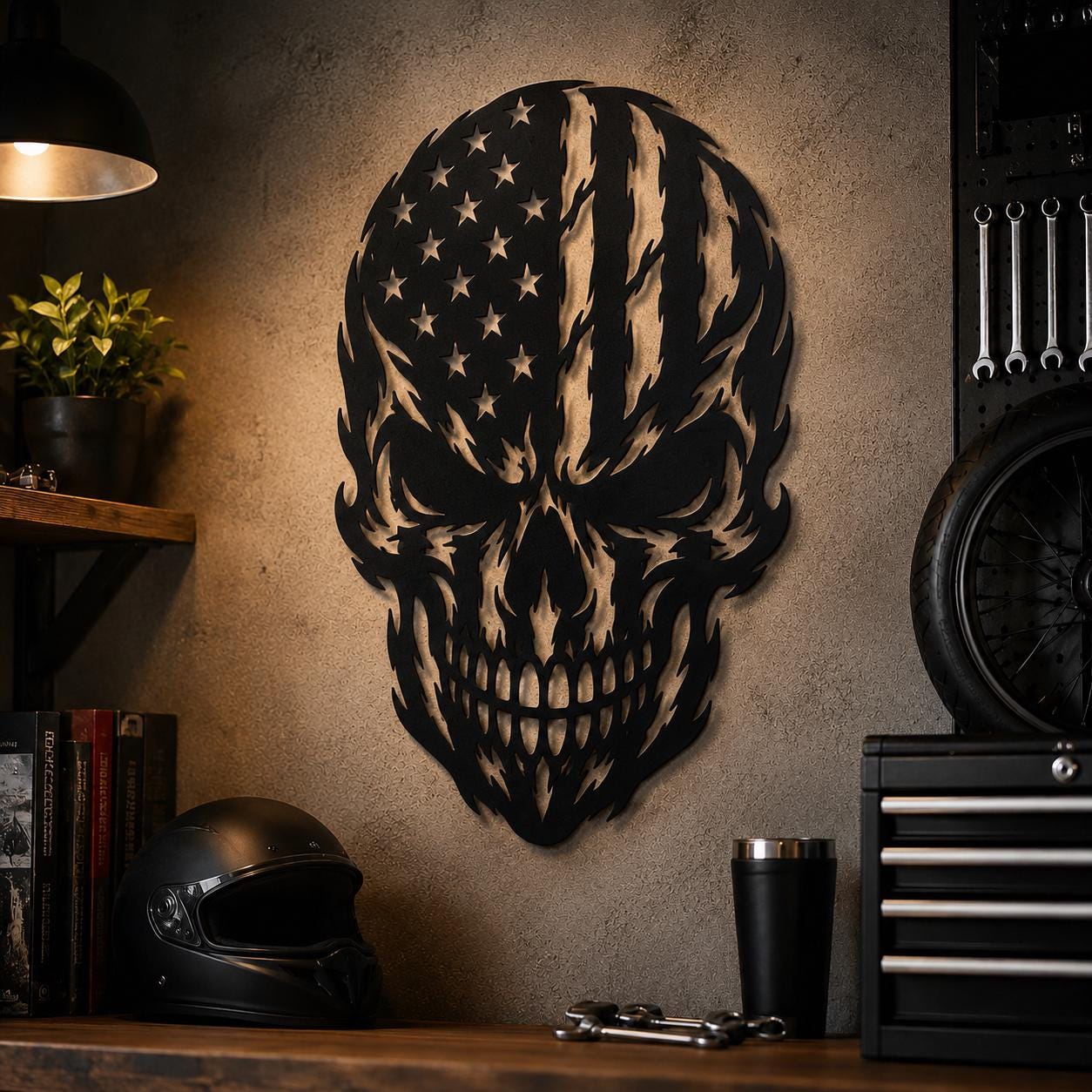American Flag Skull SVG | USA Skull Laser Cut File | Patriotic SVG for CNC Plasma, Cricut & Glowforge