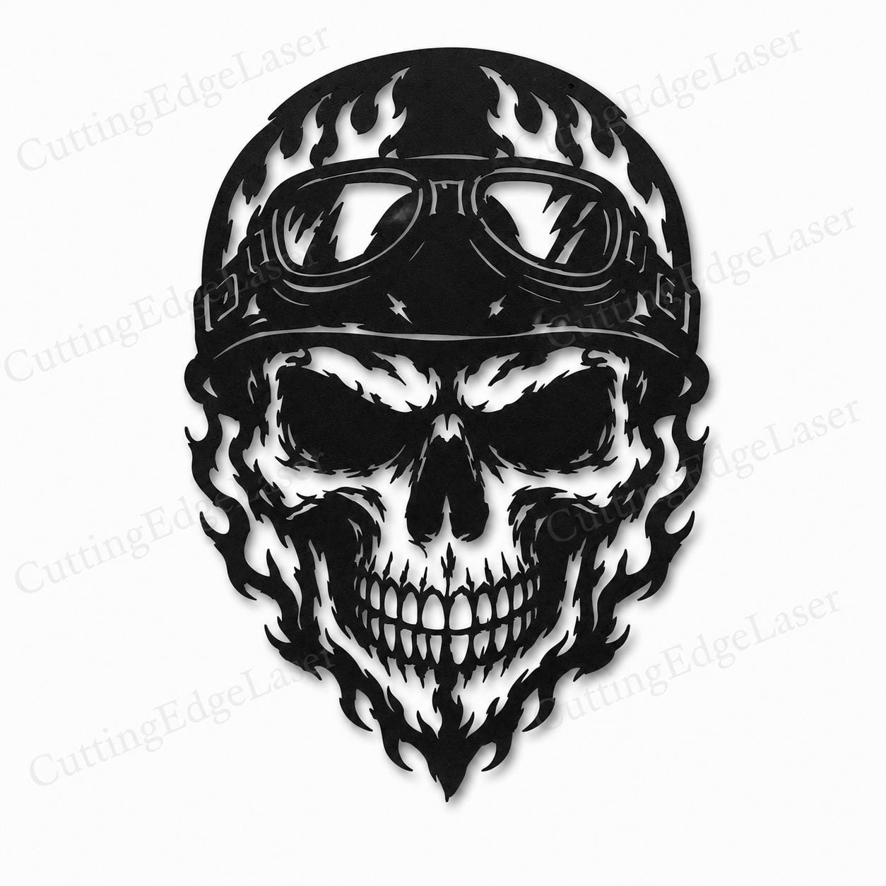 Biker Skull SVG | Motorcycle Skull Laser Cut File | Skull SVG for CNC Plasma, Cricut & Glowforge