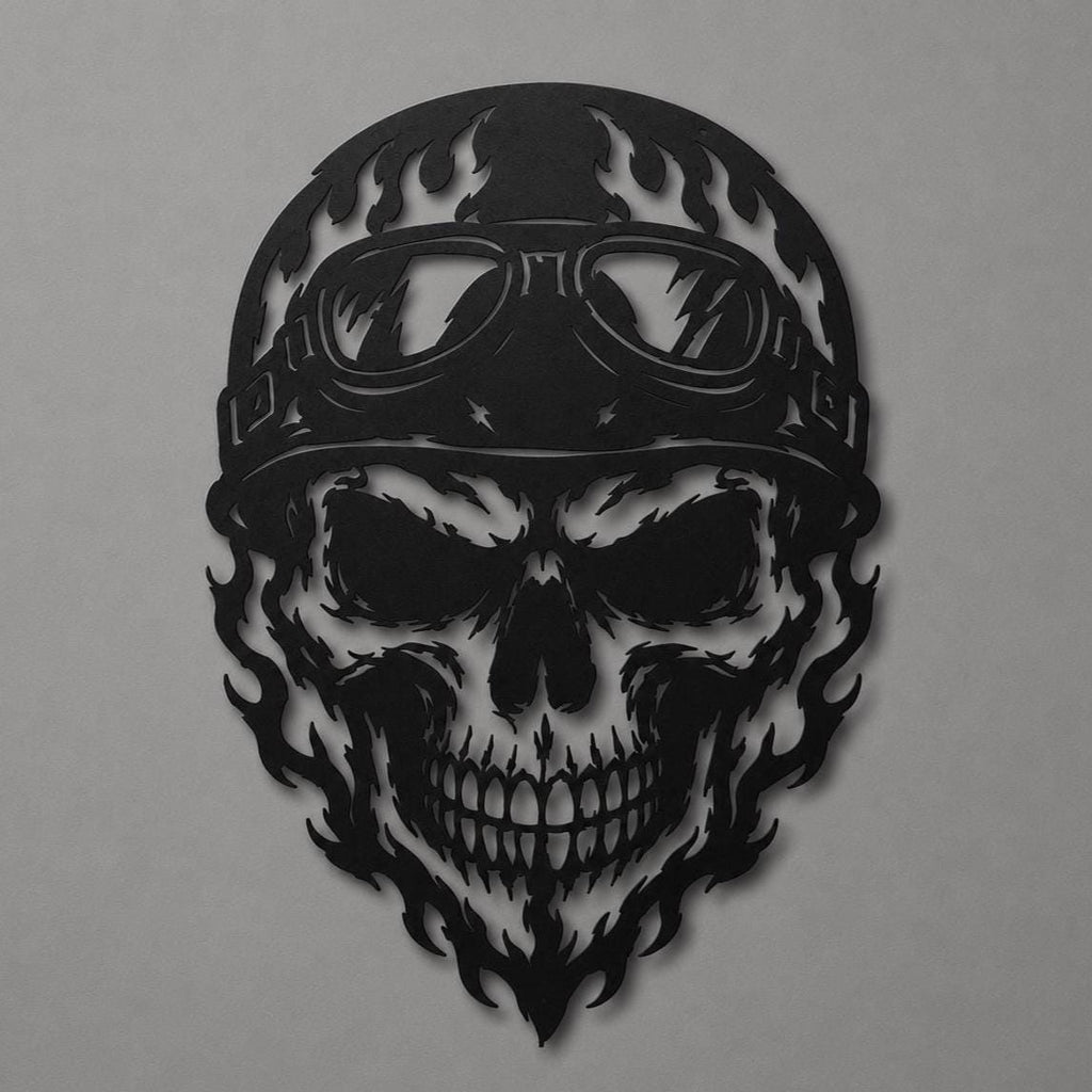 Biker Skull SVG | Motorcycle Skull Laser Cut File | Skull SVG for CNC Plasma, Cricut & Glowforge