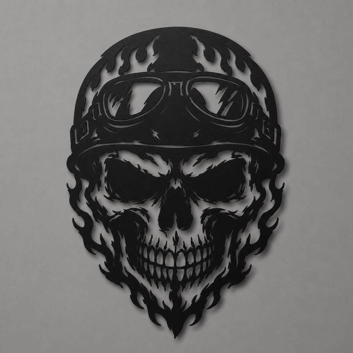 Biker Skull SVG | Motorcycle Skull Laser Cut File | Skull SVG for CNC Plasma, Cricut & Glowforge