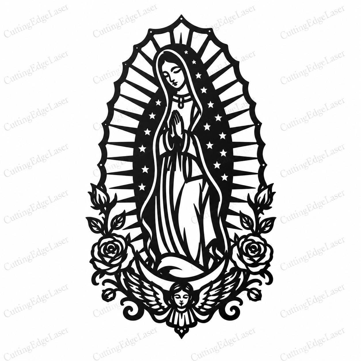Our Lady of Guadalupe SVG | Virgin Mary Laser Cut File | Catholic Wall Art SVG for CNC Plasma, Cricut & Glowforge