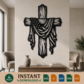 Rustic American Cross SVG | Wooden Christian Cross Laser Cut File | Patriotic CNC Plasma, Cricut & Glowforge
