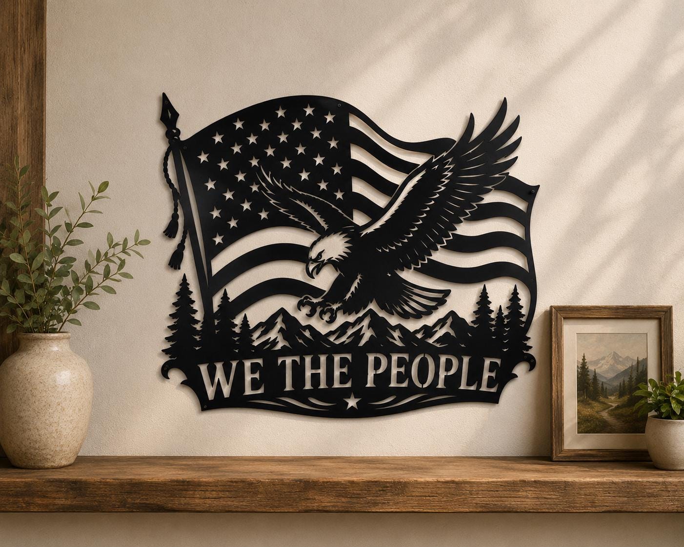 American Flag Eagle SVG | We The People SVG | Patriotic Laser Cut File for CNC Plasma, Cricut & Glowforge