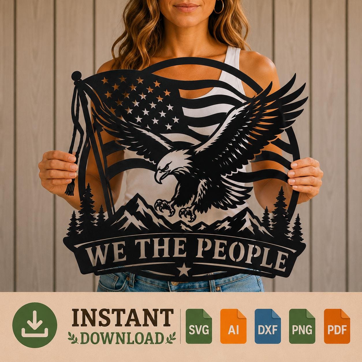 We The People SVG | American Eagle Laser Cut File | Patriotic SVG for CNC Plasma, Cricut & Glowforge