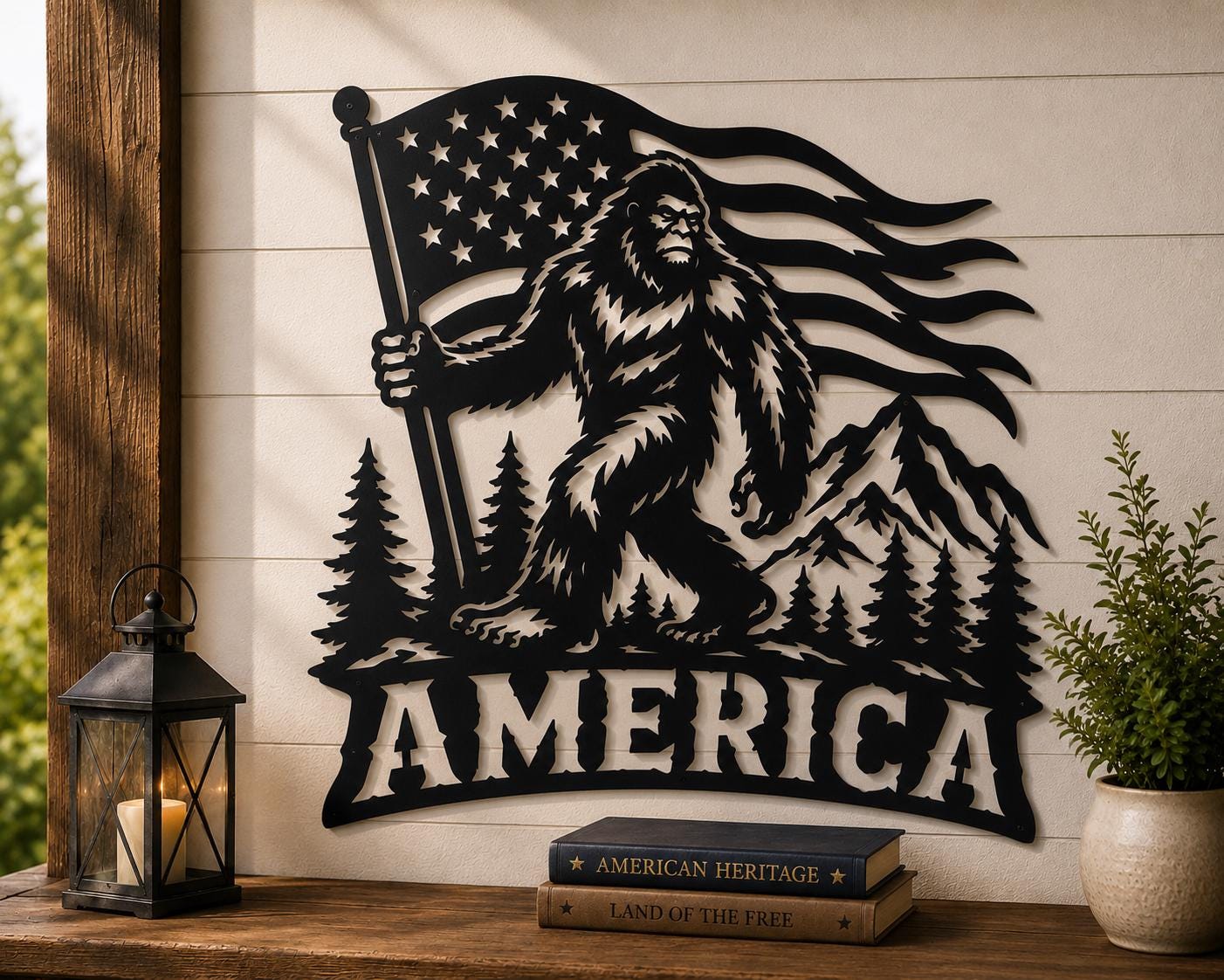 Patriotic Bigfoot SVG | Sasquatch American Flag Laser Cut File | CNC Plasma, Cricut & Glowforge