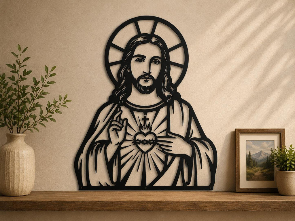 Sacred Heart of Jesus SVG | Jesus Christ Laser Cut File | Catholic SVG for CNC Plasma, Cricut & Glowforge