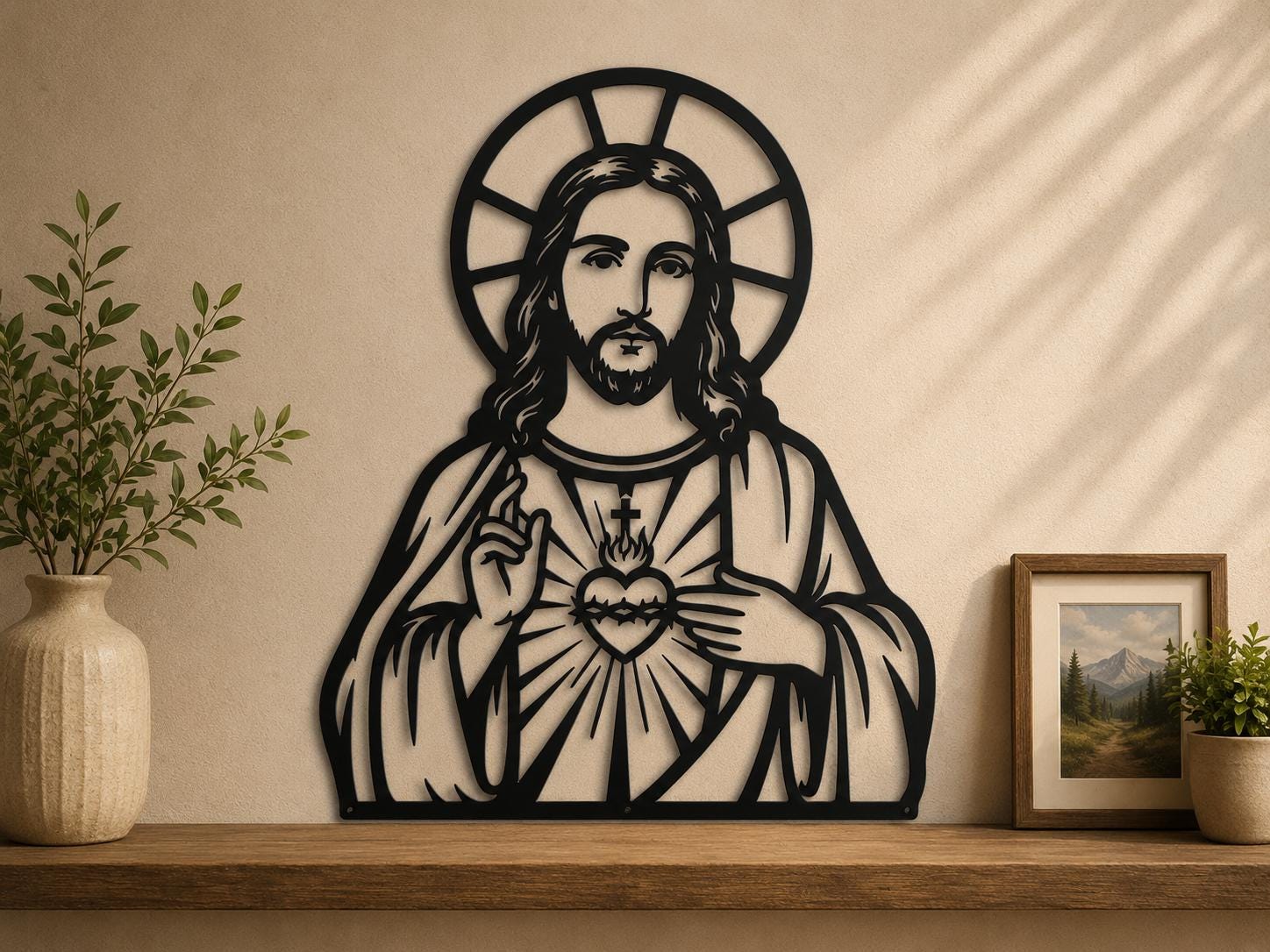 Sacred Heart of Jesus SVG | Jesus Christ Laser Cut File | Catholic SVG for CNC Plasma, Cricut & Glowforge