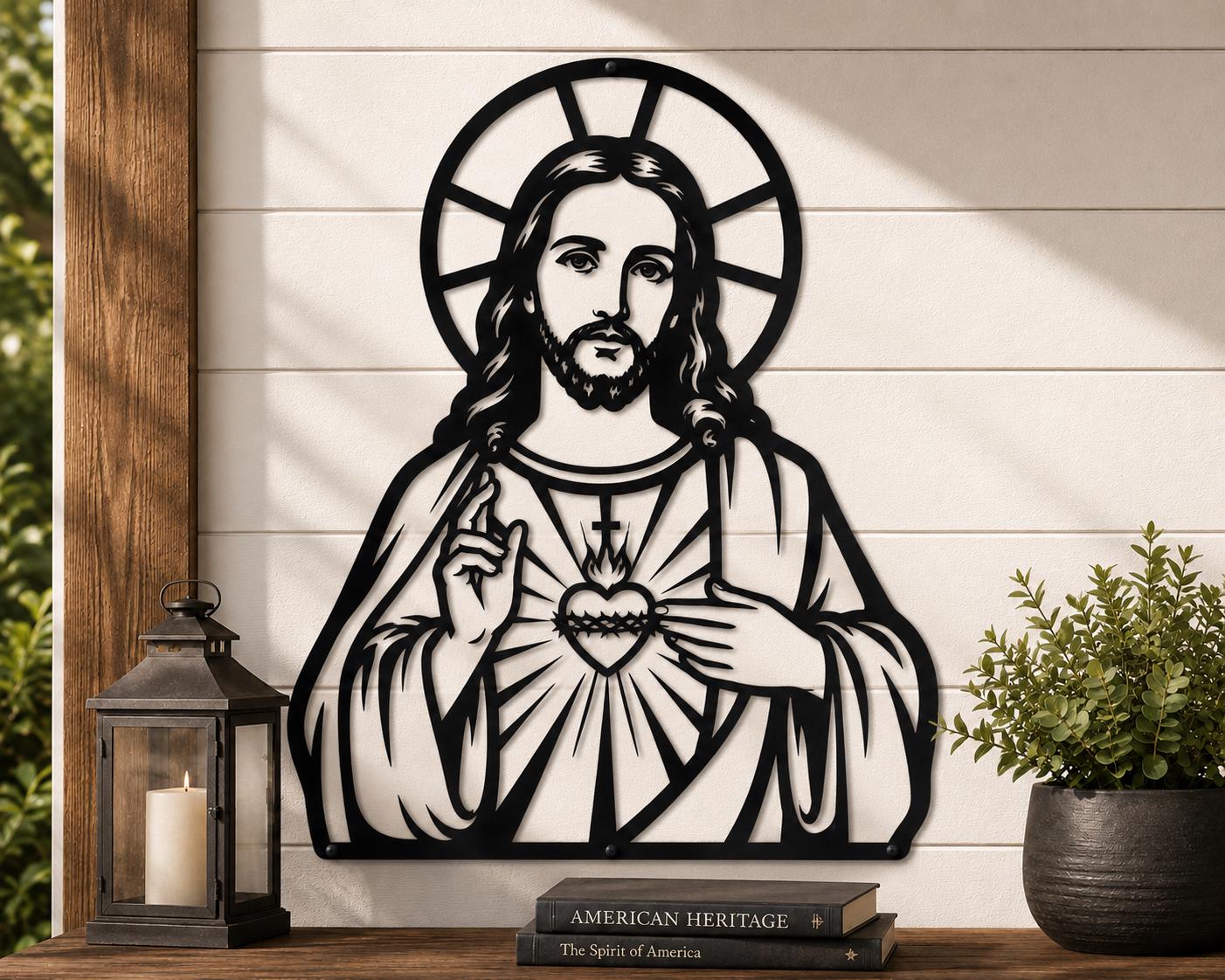 Sacred Heart of Jesus SVG | Jesus Christ Laser Cut File | Catholic SVG for CNC Plasma, Cricut & Glowforge