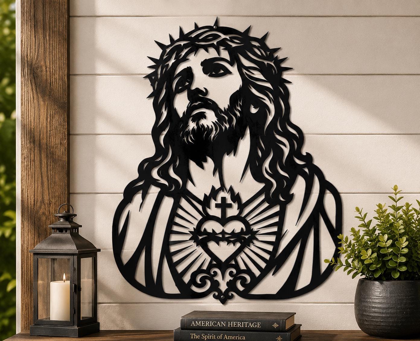 Jesus Crown of Thorns SVG | Sacred Heart of Jesus Laser Cut File | Catholic SVG for CNC Plasma, Cricut & Glowforge