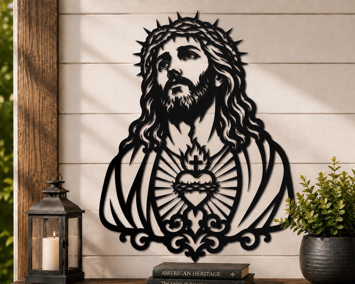 Jesus Christ SVG | Sacred Heart of Jesus Portrait | Christian Laser Cut File for CNC Plasma, Cricut & Glowforge