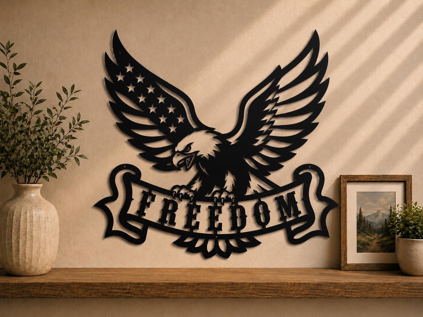 Freedom Eagle SVG | Patriotic Eagle Laser Cut File | American Eagle SVG for CNC Plasma, Cricut & Glowforge