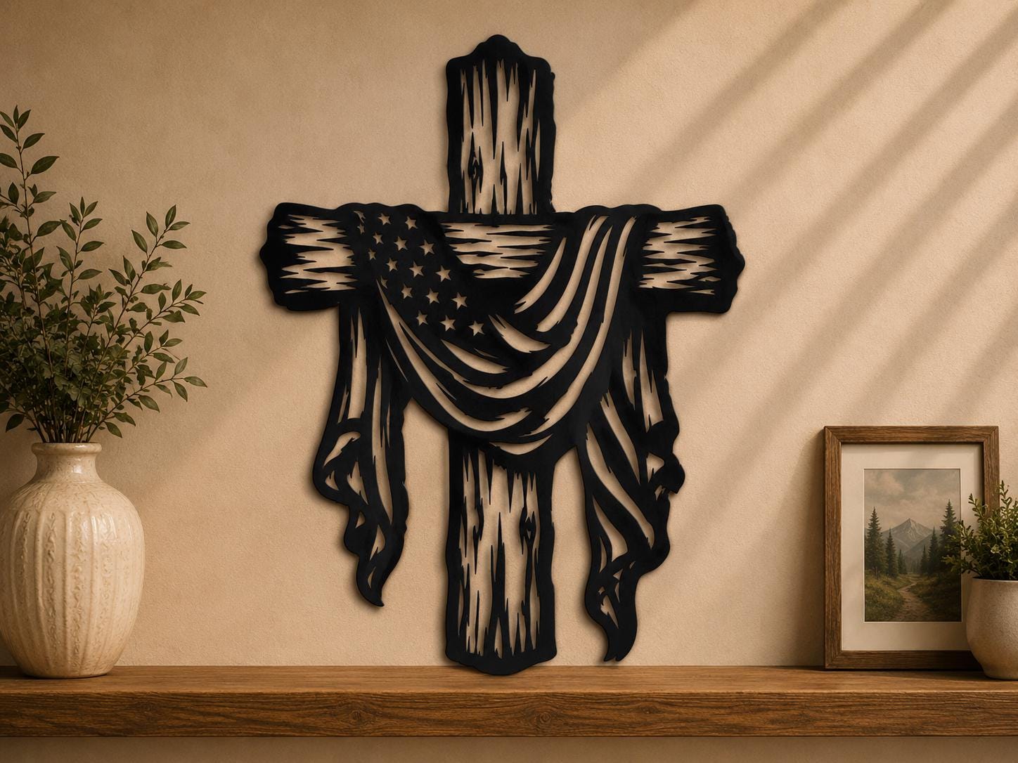 Wooden Cross SVG | Christian Cross Laser Cut File | Rustic Cross SVG for CNC Plasma, Cricut & Glowforge